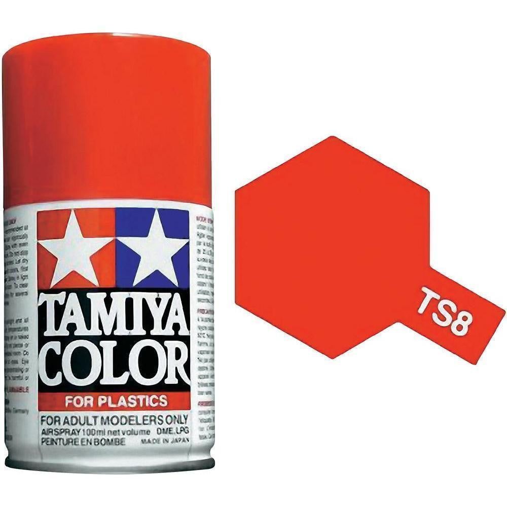 TAMIYA #85008: TS-8 ITALIAN RED Plastic Model Paint, 3 oz Spray